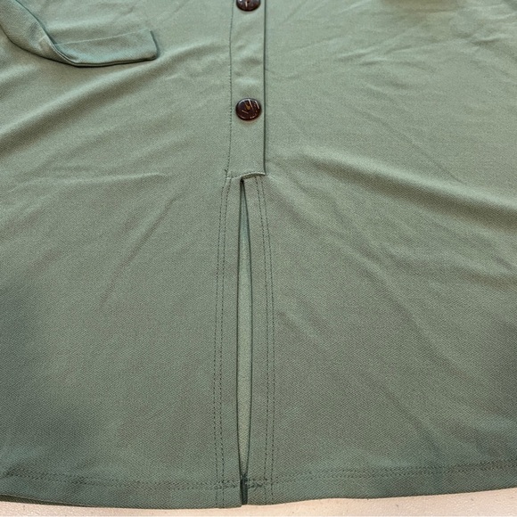 Monteau sage green ruffle cap sleeve midi dress small buttons tie waist small - Picture 6 of 8